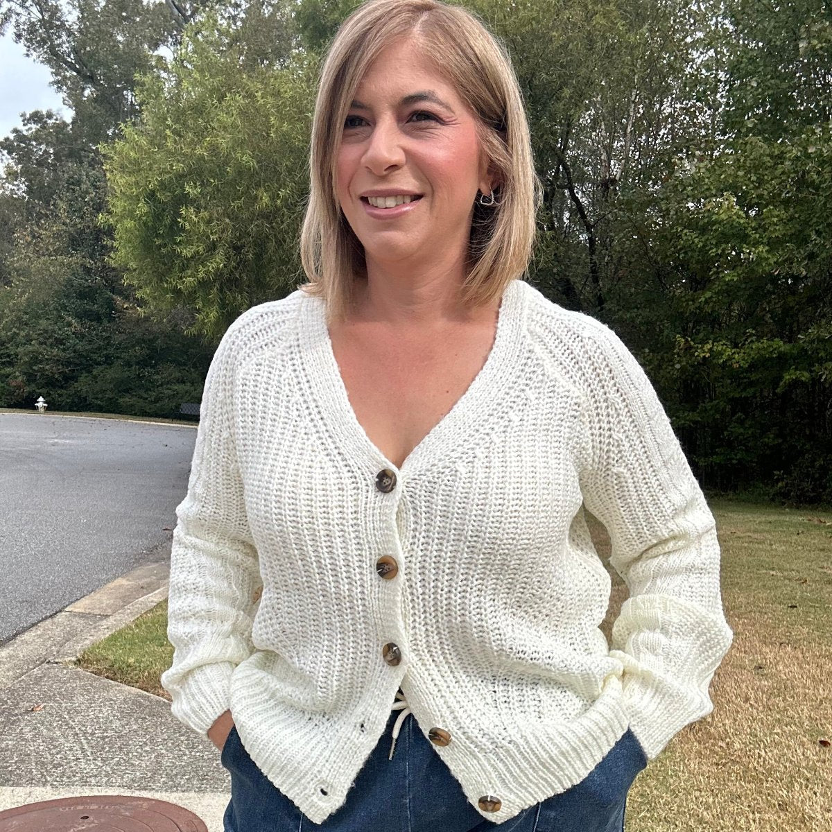 Amy Long Sleeve Button Up Knit Sweater Cardigan