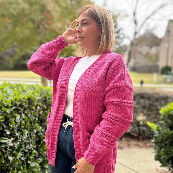 Dianne Long Sleeve Open Front Pockets Cardigan