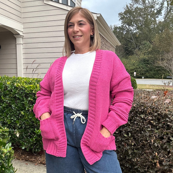 Dianne Long Sleeve Open Front Pockets Cardigan
