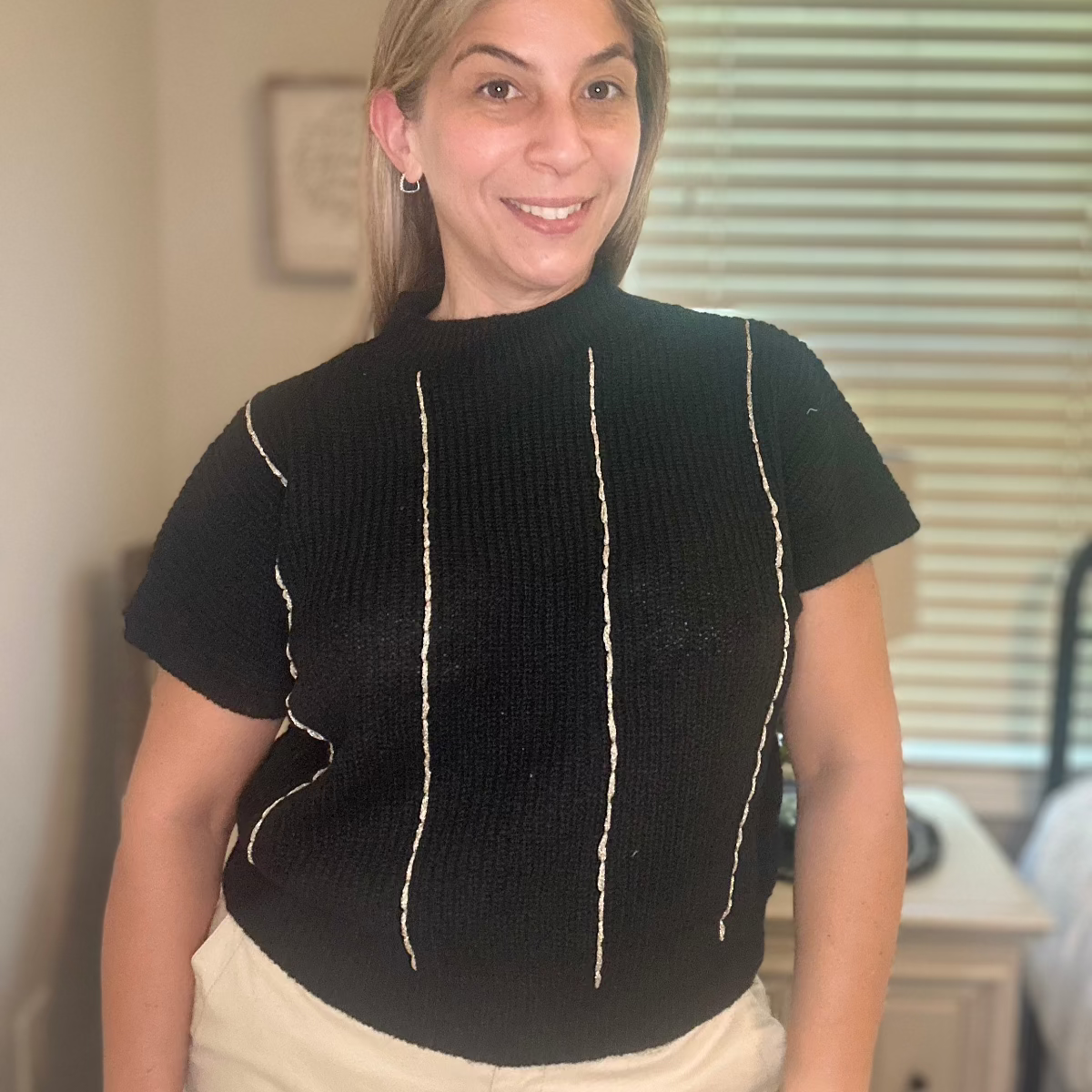 Helen Gold Stitch Sweater Top