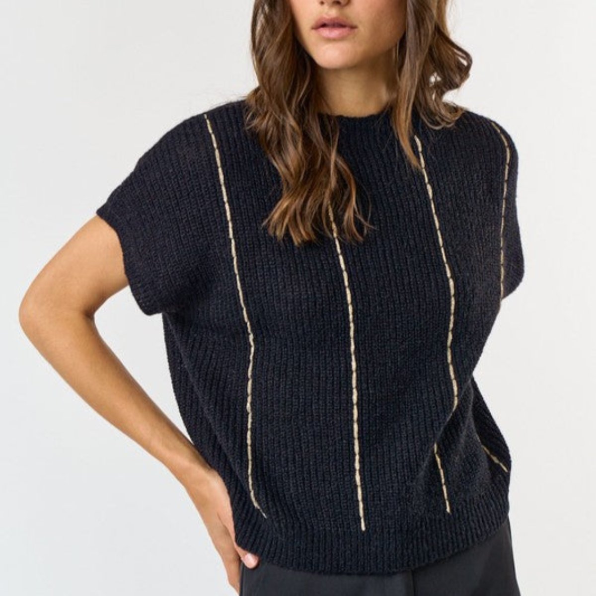 Helen Gold Stitch Sweater Top