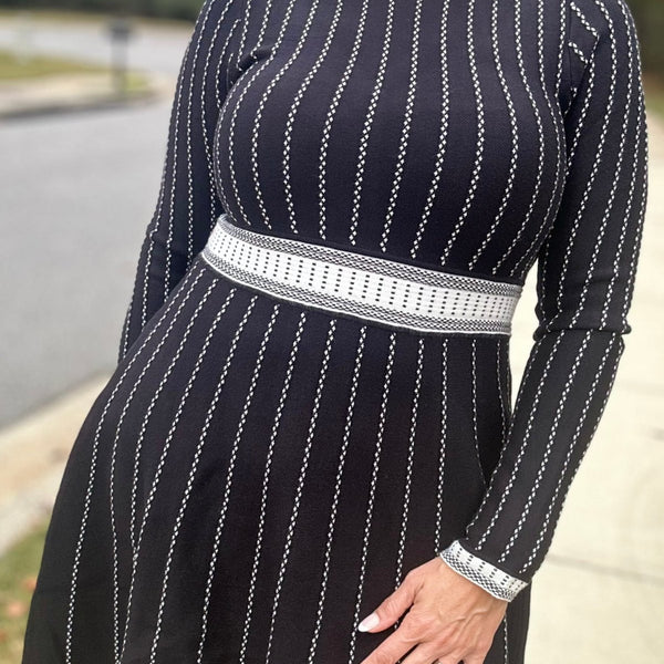 Kiara Stripe Knit Long Sleeve Mini Dress
