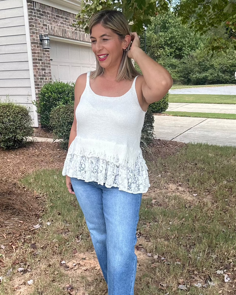 Claudia Lace Contrast Sweater Cami Top