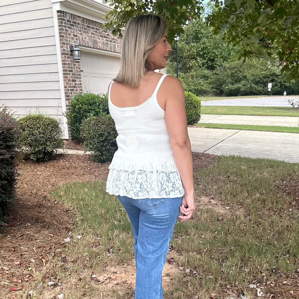 Claudia Lace Contrast Sweater Cami Top