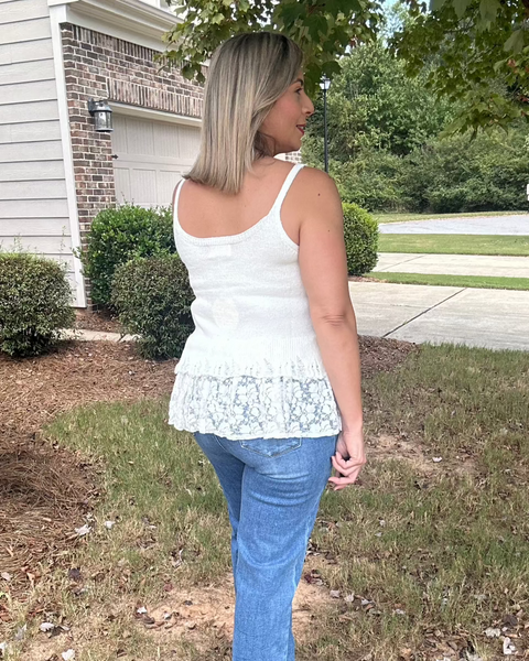 Claudia Lace Contrast Sweater Cami Top