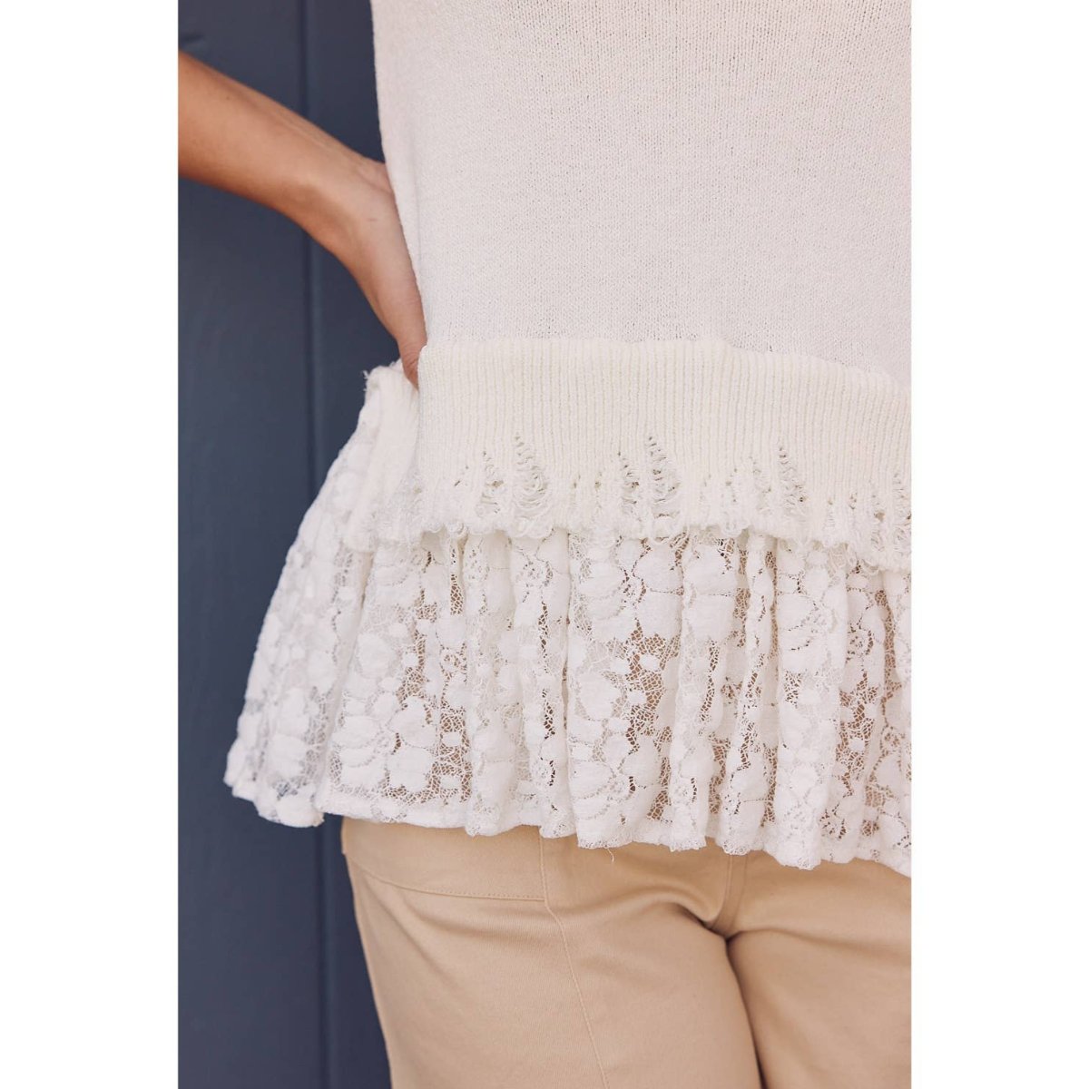 Claudia Lace Contrast Sweater Cami Top