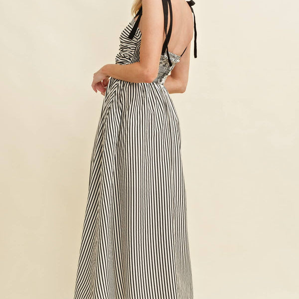 Marissa Shoulder Tie Striped Maxi Dress