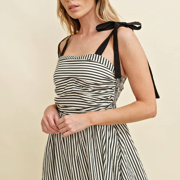Marissa Shoulder Tie Striped Maxi Dress