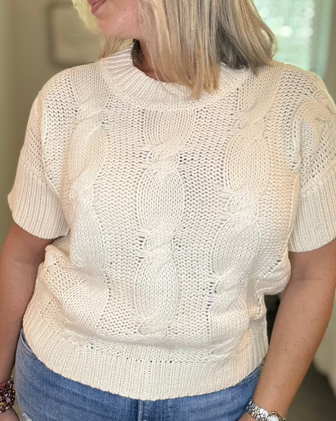 Sofia Cable Knit Short Sleeve Vest