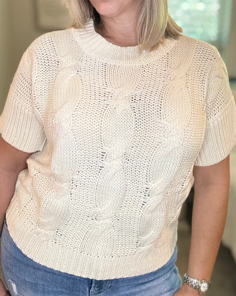 Sofia Cable Knit Short Sleeve Vest