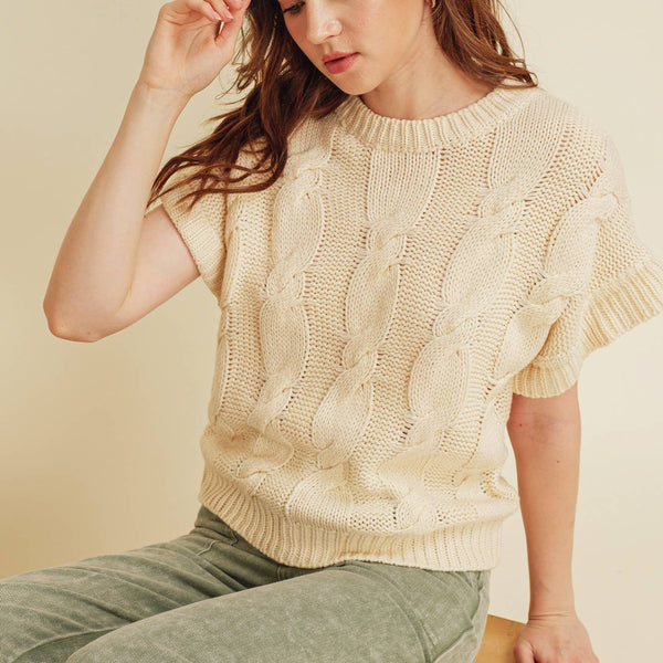 Sofia Cable Knit Short Sleeve Vest